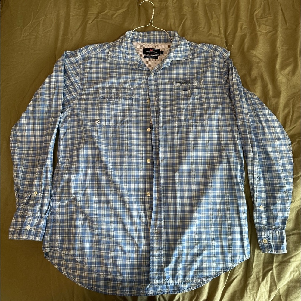 Vineyard Vines Light Blue Plaid Men's Shirt